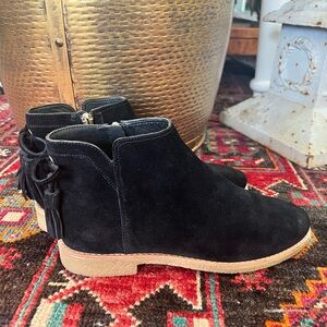 Kate Spade Belleville Too black cow suede ankle boots